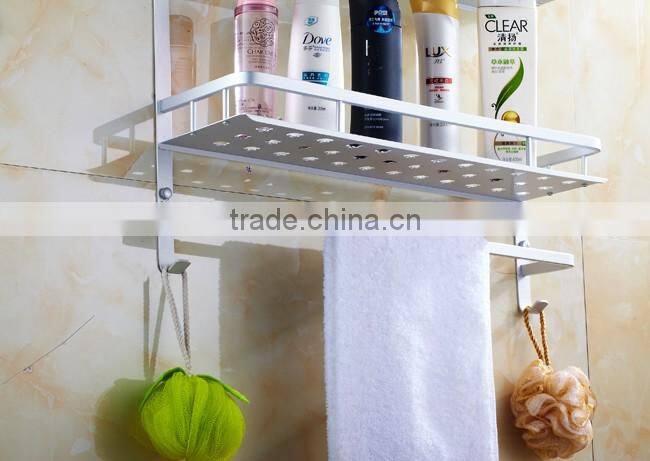 factory supply 2 layers aluminium metal bath rack wall mount bathroom shelf for towel