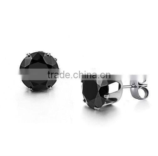 2013 hot selling cz stone earrings purple colored stone stud earrings
