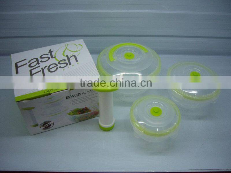 5pcs plastic vacuum food storage container set with pump