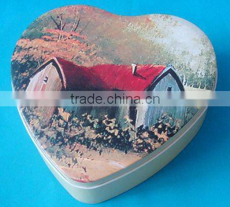 fashion heart shape chocolate tin box
