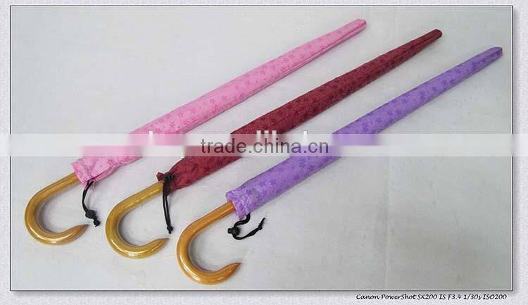 Assorted colors straight umbrella with crook handle