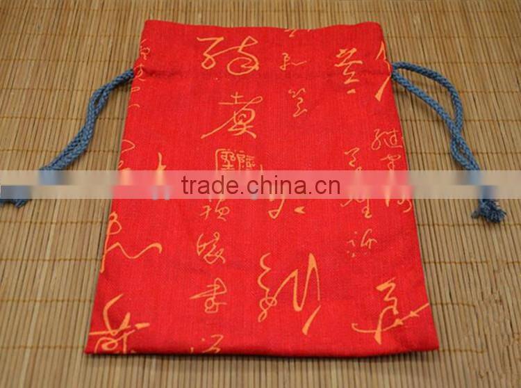 Wholesale Screen Printed Logo Decorative Natural Jute Drawstring Burlap Bags