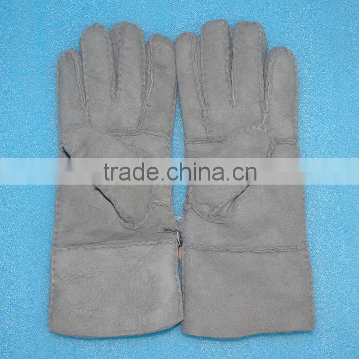 Hand made leather mitten fur skin double face fur /leather gloves,KZ140034