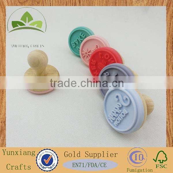 Hot sale soild wood stamp with colored silicone
