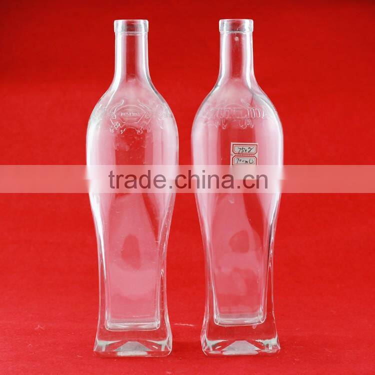 High-end Best Selling liquor frosted bottles 750ml Ice hockey shape glass bottles oilve oil transparent bottles