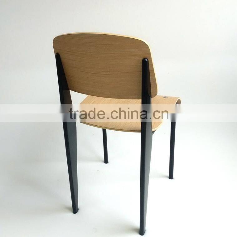 TDC-193-2 QVB HANGZHOU JIANDE TONGDA KOREA STYLE HPL VENEER BENTWOOD SEAT AND BACK BLACK POWED COATED STEEL FRAME DINING CHAIR