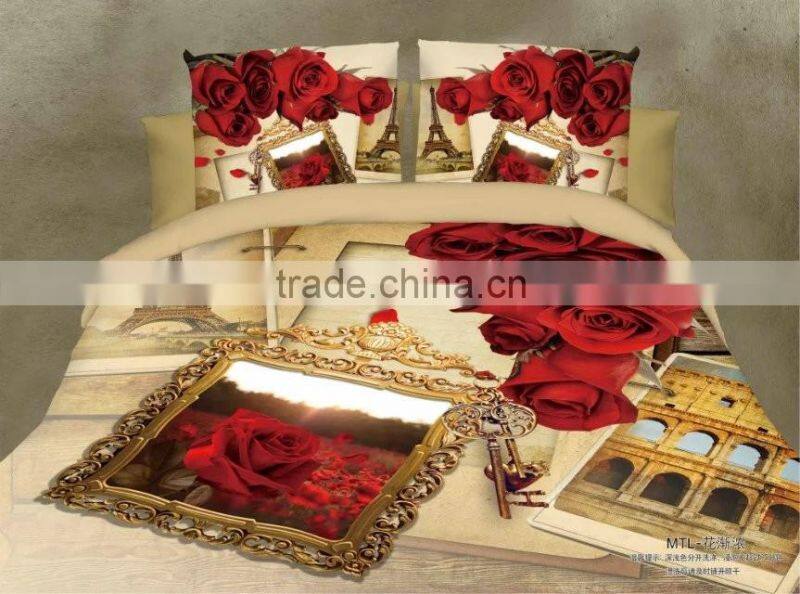 3D Printed Flower Pink rose Bedding Set Quilt Cover Bedsheet Pillowcase bedding set