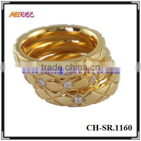 2014 high polished stainless steel couple ring with black strip