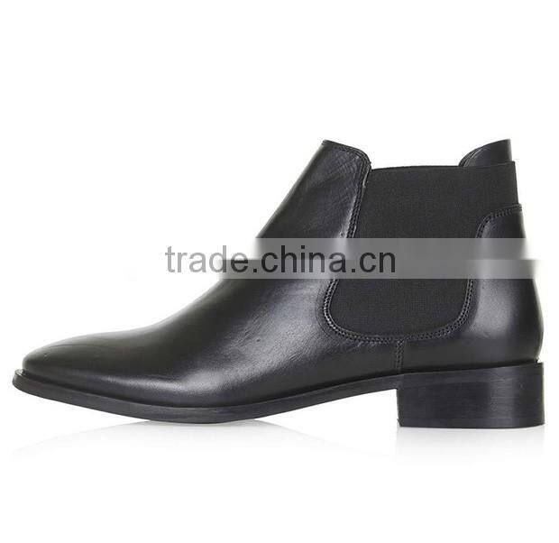 2016 top hot fashion high quality black color pu upper chelsea style women ladies boots shoes