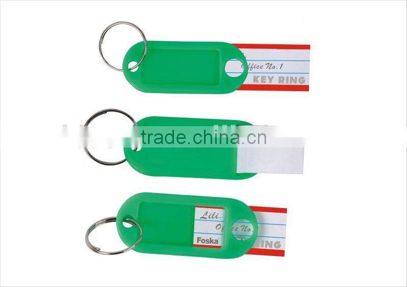 Good Quality Solid Color PP Hard with Name Card Key Ring/Key Tag