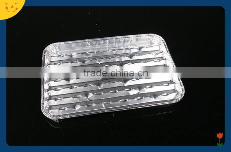 disposable square holed aluminum foil grill with elegant embossed design for newfashioned Korea meat roasting and food bbq