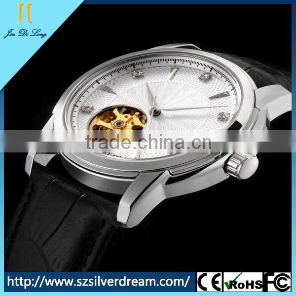 2016 Automatic Mechanical Tourbillion Men's Watch Fashion Genuine Leather Skeleton Wrist Watch