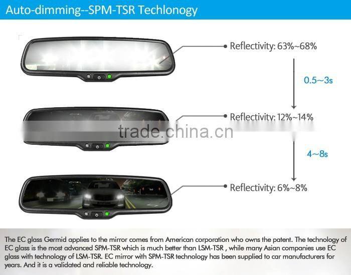 4.3 inch car rearview mirror auto-dimming monitor rear mirror with camera parking sensor