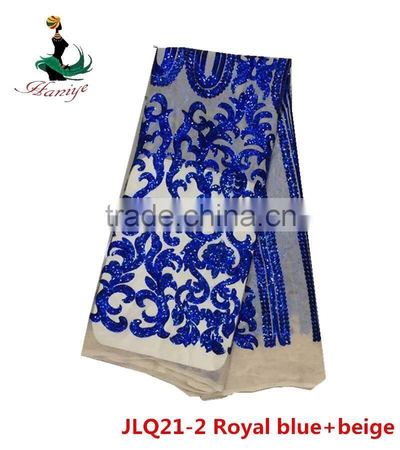 Haniye JLQ21-1/2016 Shining embroidery french tulle lace / laces fabric nigerian african style with sequins