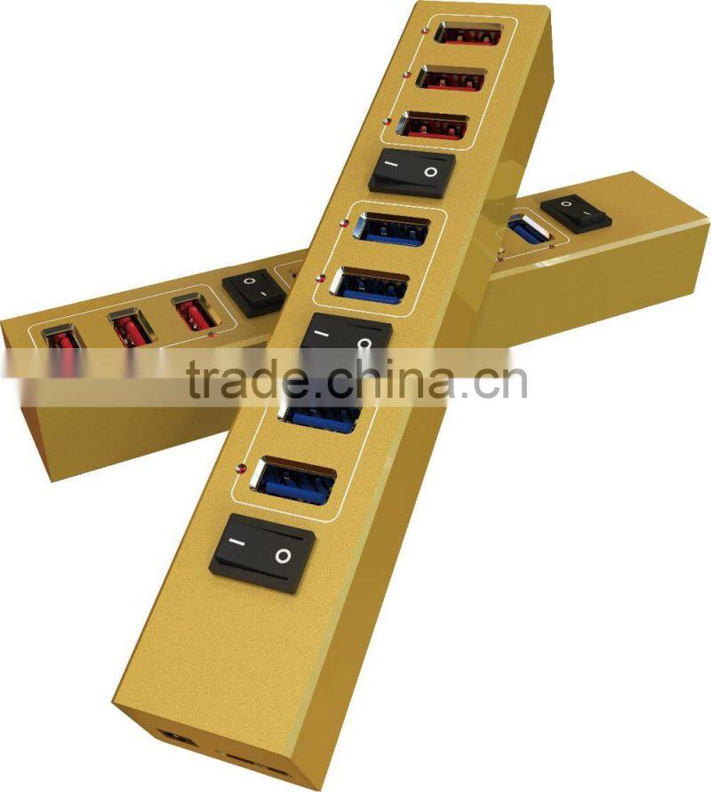 7 ports usb hub 3.0 with switch for computer accessory