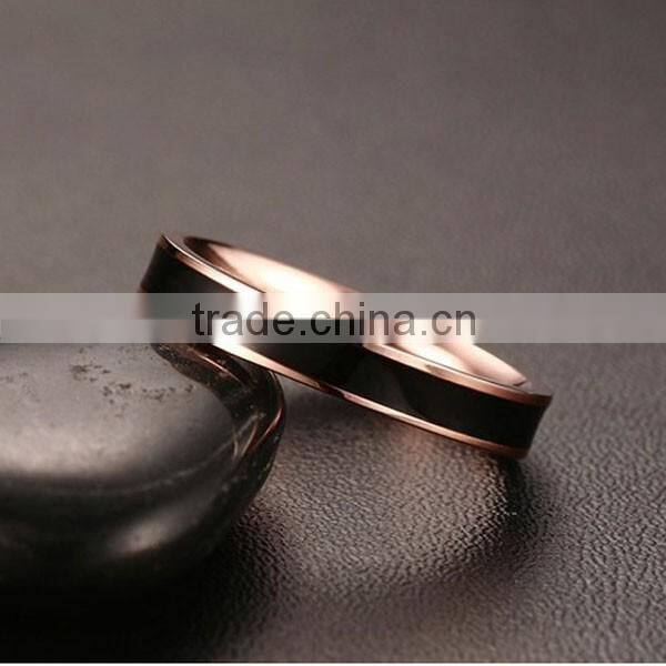 2016 Wholesale Korean White/Black Epoxy Rose Gold Plated Stainless Steel Ring