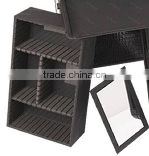 Black Makeup pro Rolling Trolley Case- Purple Trim, large storage & tray