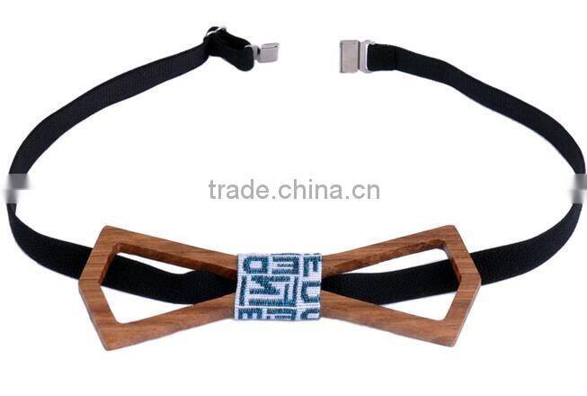 men Bamboo bow tie wholesale matts triangle plaid shape gentleman bow tie