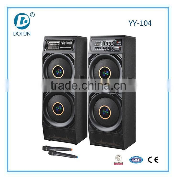 Bluetooth speaker for stage outdoor with remote and wireless mic and led light YY-104