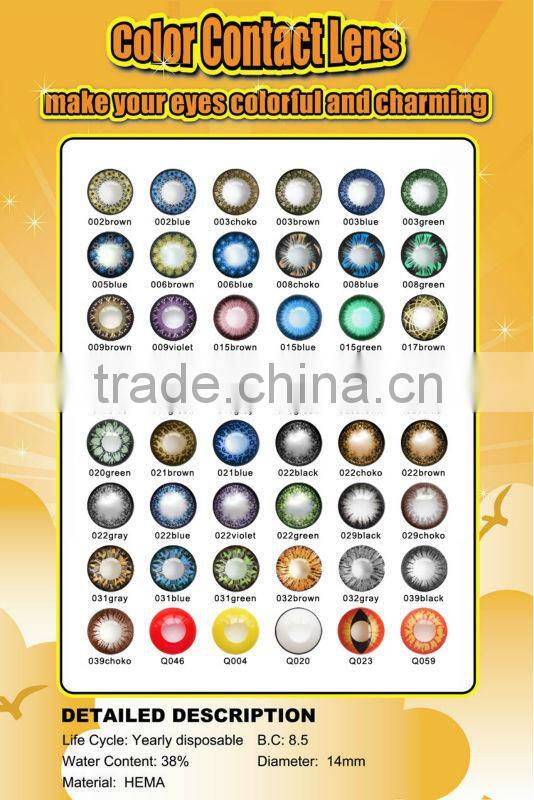 Best selling gergeous color contact lens/ plano bright and piercing eyes contact lens/ fablous Lenses/sightly and bright eyes