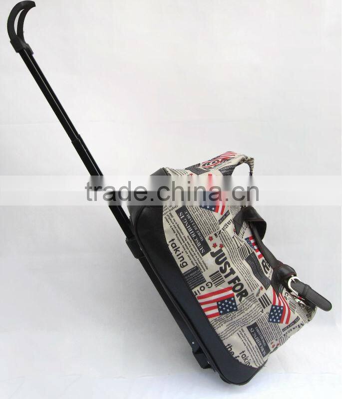 Fashion Flag Printing Jacquard Fancy luggage Bag Lowest Price and High Quality Travel Trolley Bag