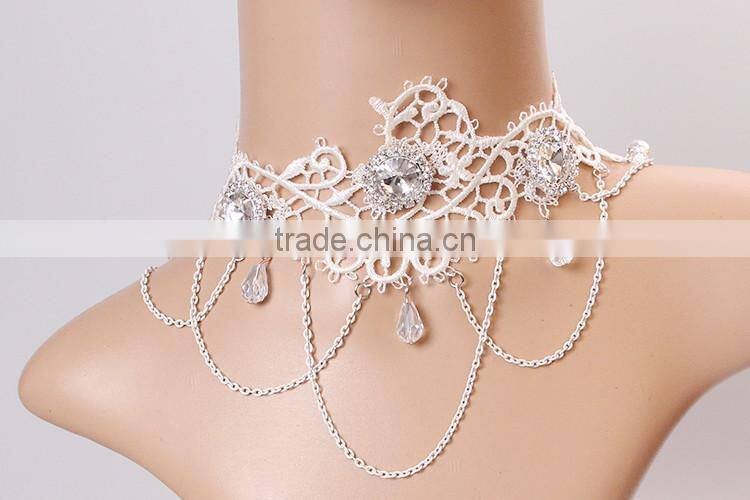 MYLOVE Women Goth Lace Gemstone Collar Choker Crystal Pendant Necklace Jewelry Gift MLY272