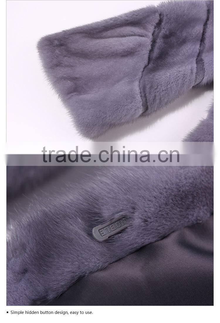 Fashion luxury light purple real women mink fur coat for sale