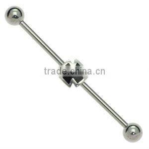 2015 fashion 316L steel crylstal industrial barbell ear body jewelry