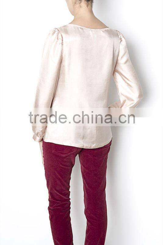 2016 women elegant blouse Champagne silk blouses for women