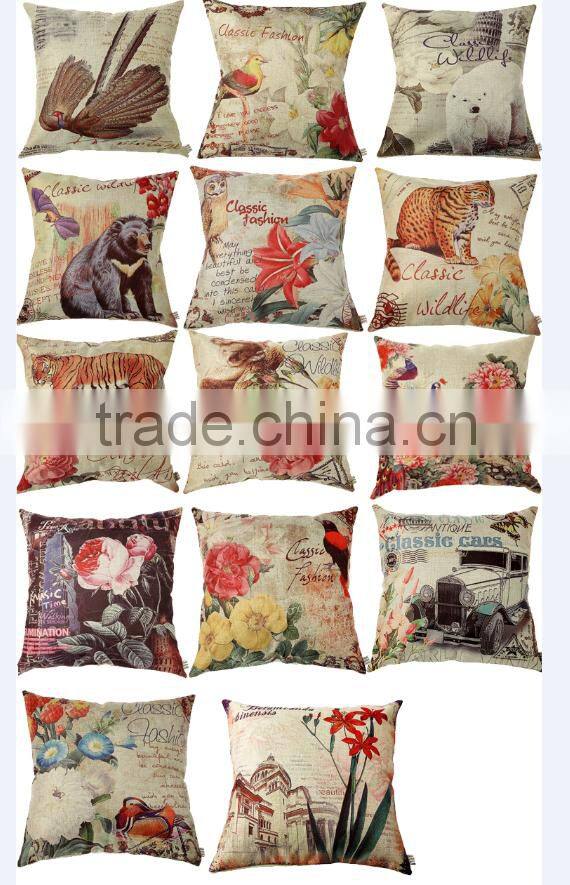 Custom printing accept nature linen material car seat cushion