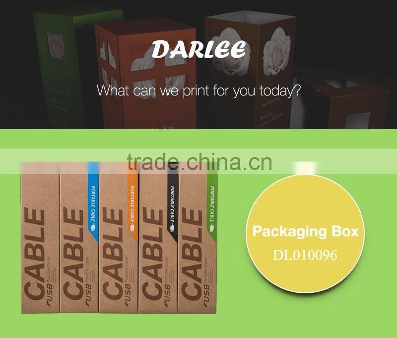 Foldable recyclable custom brown kraft paper packaging for iphone charger cable