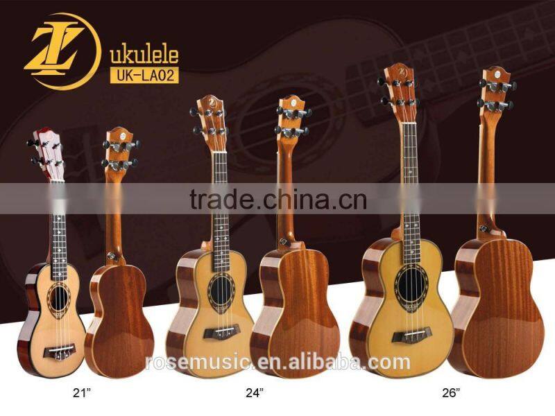 spruce+ sapele soprano ukulele of high quality from China factory(UK-LA02-21)