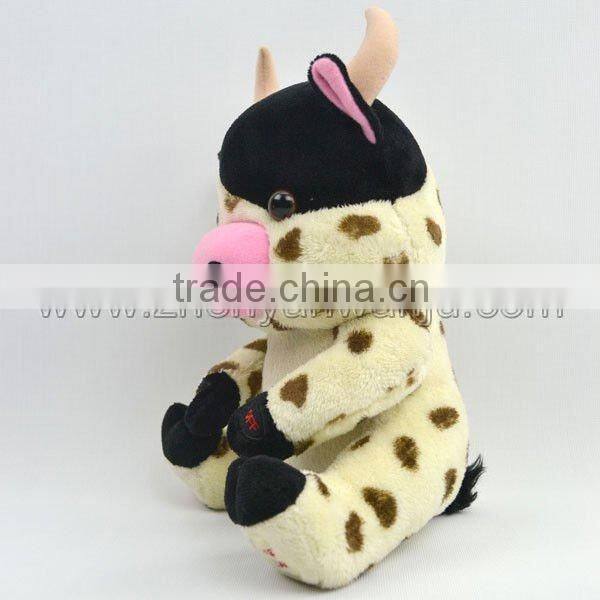 Stuffed white dairy cow&Educational toys&round mini plush cow