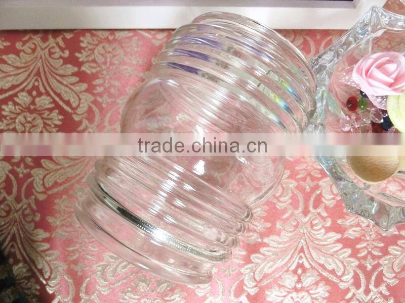 500ml round line shape clear glass material candle holder
