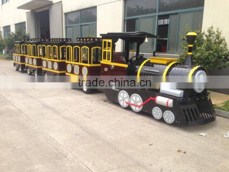 Kids trackless fun train, Mini electric train, Sighseeing electric train, Tourists use train