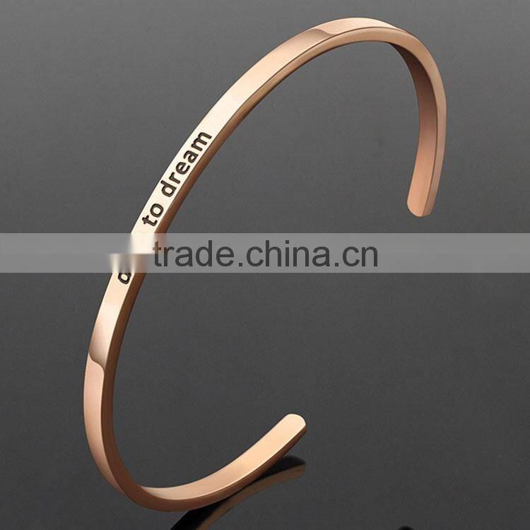 Message FOLLOW YOUR HEART Bracelet Stainless Steel Metal Bracelet Custom Inspirational Engraved Jewelry
