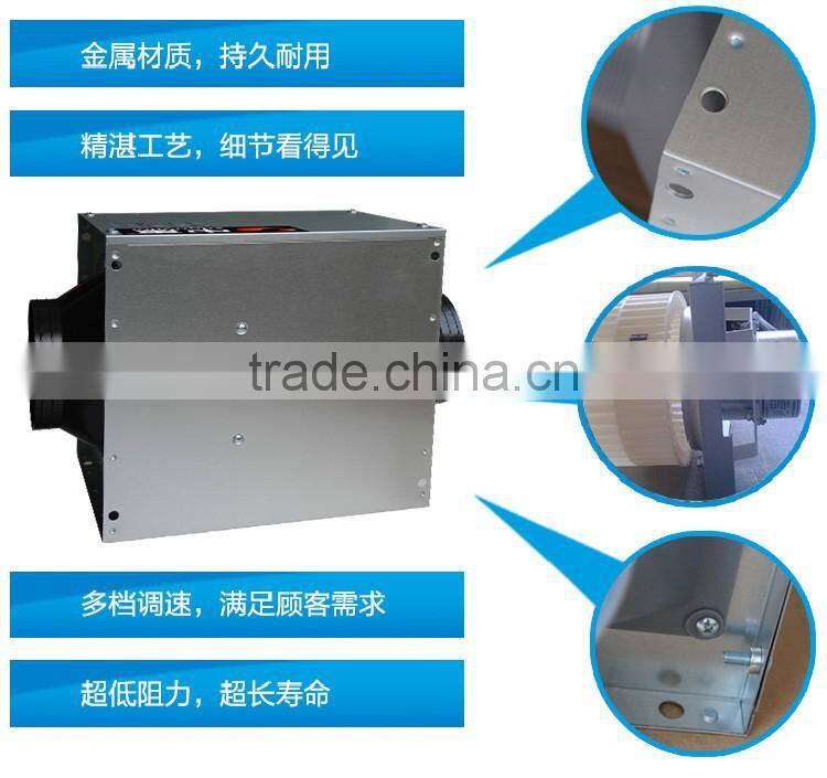 Noiseless unidirectional flow for fan ventilation air condition with heating unit