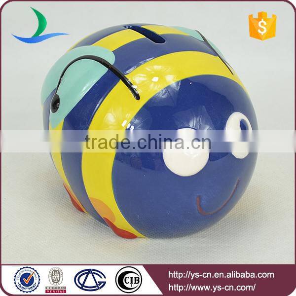 Ceramic custom coin bank with bee design