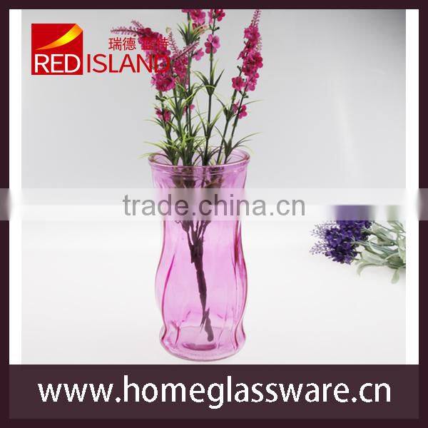 NEW design colored ribbed shaped glass Vase