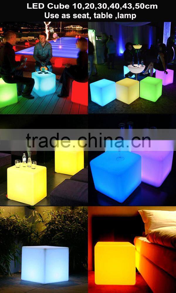 Rechargeable waterproof LED light cube furniture / color change LED glowing cubes