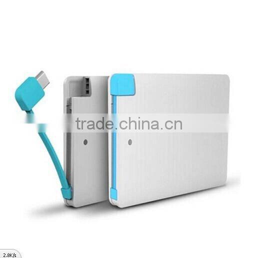 Newest Ultra-thin 6.6mm credit card 2500mah power bank, micro portable charger power bank made in china