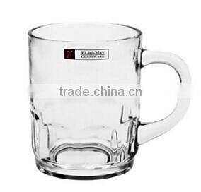 Customized printing glass water cup with handle