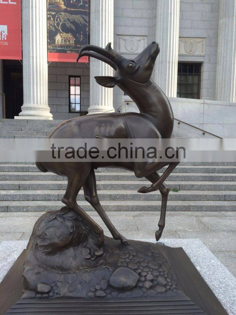 bronze factory metal life size large brass deer statue for garden