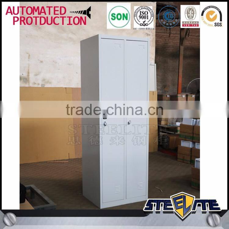 2 door steel lockable wardrobe steel locker cabinet