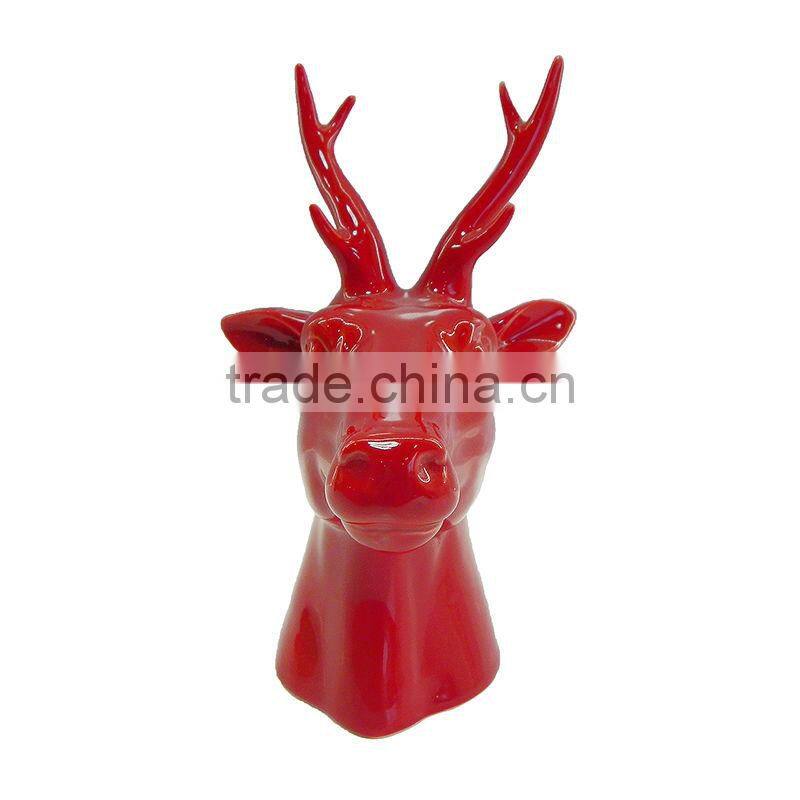 Ceramic Red Deer Head For Home Decor