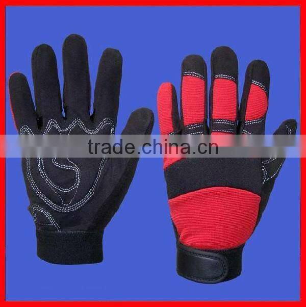 Reflective back synthetic leather mechanic glove