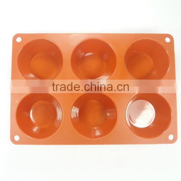 LFGB certification Wholesale 6 hole half round shape silicone cake mold / jelly pudding mold soap chocolate molds