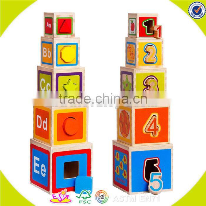 wholesale cheap colorful wooden building blocks toy top sale wooden wooden building blocks game bring fun W13D048