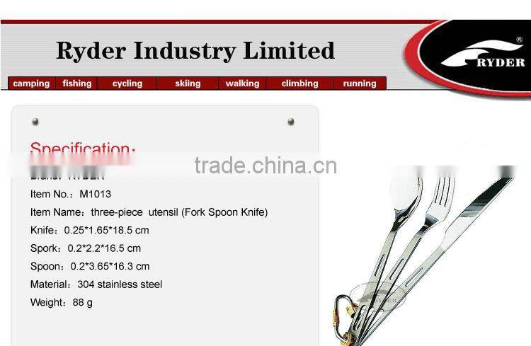 Stainless Steel 304 three-piece dinnerware Camping Cutlery