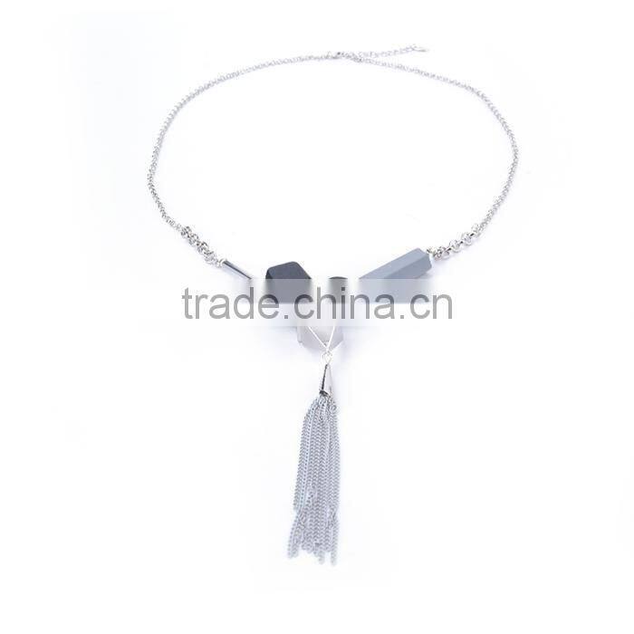 assorted geometric beads chain necklace long chain tassel necklace